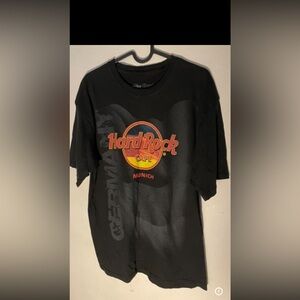 Hard Rock Cafe Munich Black Tee with Red and Yellow Logo